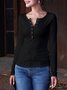 Casual V Neck Buttoned T-Shirt