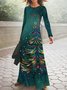 Gradient Christmas tree round neck long holiday Dress