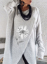 Wool/Knitting Crew Neck Casual Floral Sweater Dresses