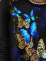 Women's Casual Butterfly Print Crew Neck T-Shirt