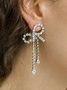 Banquet Party Tassel Drop Bow Earrings Everyday Commuter Matching