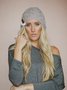 Casual Leaf Pattern Lace Button Sweater Warm Hat Pullover Hat