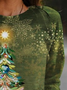 Christmas Tree Design Round Neck Loose Pullover Sweatshirt