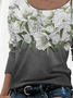 Ombre Floral Loose Crew Neck Top
