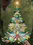 Christmas Tree Design Round Neck Loose Pullover Sweatshirt
