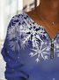 Gradual Snowflake Christmas zipper loose sweatshirt