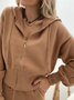 Casual Hoodie Plain Two Piece Sets