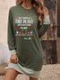 Casual Crew Neck  Text Letters Loose Dresses
