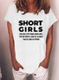 Women's Short Girls Funny Text Letters Crew Neck Casual T-Shirt