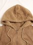 Suede Faux fur Plain retro hooded zipper warm vest plus size