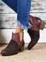 Vintage Contrast Soft Faux Suede Chunky Heel Pointed-Toe Booties