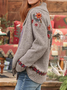 Floral Shawl Collar Boho Sweater Coat