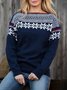 Casual Ethnic Floral Design Knit Long Sleeve Sweater