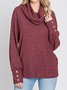Burgundy Brushed Cowl Neck Button Top