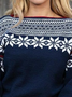 Casual Ethnic Floral Design Knit Long Sleeve Sweater