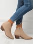 Soft Faux Suede Pointed Toe Chunky Heel Booties