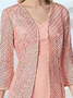 Elegant Plain Lace Cardigan & High Stretch Dress Two-Piece Set