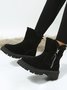 Women's Fleece Warm Chunky Heel Round Toe Ski Boots