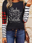 Casual Christmas Baby It's Cold Outside Plaid Striped T-Shirt Tee - Black