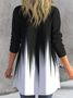 Casual Contrast Black Ombre Long Sleeve Coat