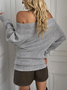 Casual Off Shoulder Pearls Beaded Batwing Sleeve Sweater