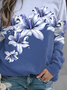 Casual Floral Ombre Raglan Sleeve Sweatshirt