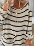 Casual Crew Neck Striped Wool/Knitting Sweater