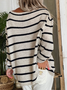 Casual Crew Neck Striped Wool/Knitting Sweater
