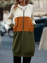 Casual Cotton-Blend Color Block Zipper Hoodie Other Coat