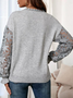 Casual Solid Lace V-Neck Casual Sweaters