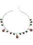 Christmas Red Green Chain Bell Pattern Necklace Christmas Party Jewelry