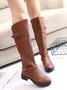 Buckle Zip Casual Straight Boots