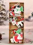 6Pcs Christmas Snowman Old Man Elk Angel Pattern Pendant Festive Ornament Wooden Pendant