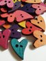50Pcs DIY Wooden Colorful Heart Pattern Wooden Buttons Personalized Buttons DIY Clothes Accessories