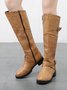 Buckle Zip Casual Straight Boots