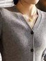 Regular Fit V Neck Casual Buttoned Sweater