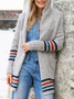 Color-striped Wool Warm Hooded Coat
