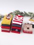 Christmas Red Cotton Old Man Snowman Elk Pattern Socks Holiday Party Accessories