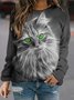 Loose Cat Crew Neck Sweatshirt
