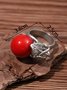 Ethnic Vintage Red Agate Leaf Pattern Ring Boho Jewelry