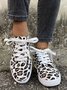 Christmas Red Plaid Black And White Plaid Leopard Casual Flat Shoes