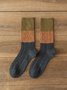 Casual Vintage Cotton Embossed Contrast Socks