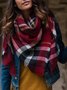 Casual Vintage Imitation Cashmere Red White Black Plaid Scarf Everyday Shawl Accessories
