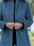 Casual Stand Collar Plain Overcoat