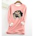 Women Crew Neck Cat Casual Warmth Long Sleeve Sweatshirt