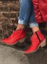 Plus Size Western Style Rivet Chunky Heel Booties with Zipper