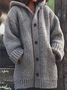 Button Down Hooded Knitted Cardigan Plus Size Knit coat