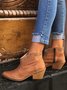 Plus Size Western Style Rivet Chunky Heel Booties with Zipper