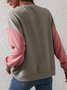 Polar Fleece Stitching stripes Color block Pullover sweatshirt