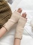 Casual Simple Mid-Length Cotton Striped Half Finger Gloves Clothes Matching Versatile Accessories